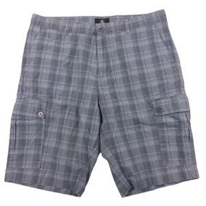 Calvin Klein Cargo Shorts Regular Fit 10.5" Ins Light Weight Gray Plaid Cotton